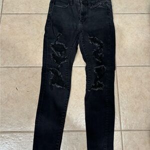 American Eagle Outfitters Black Ripped Skinny Jeans
